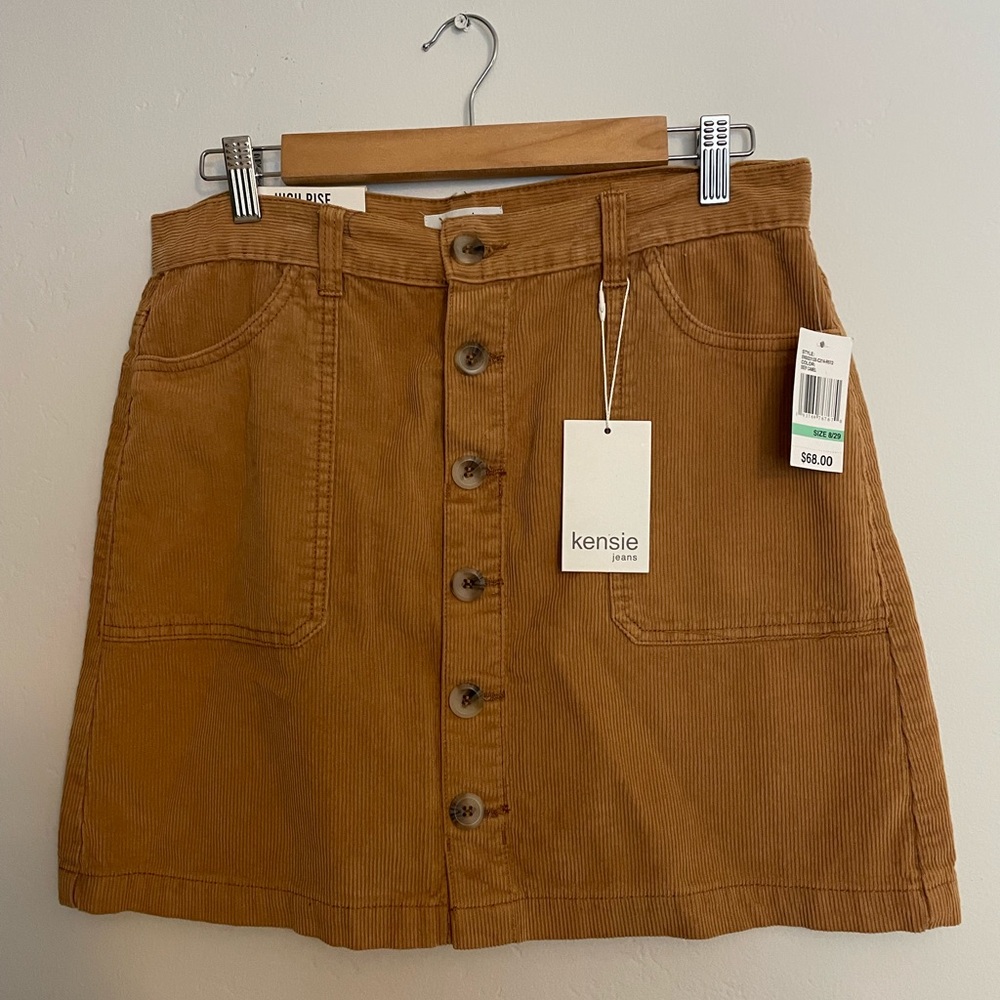 Kensie Brown High Rise Button-Front Skirt